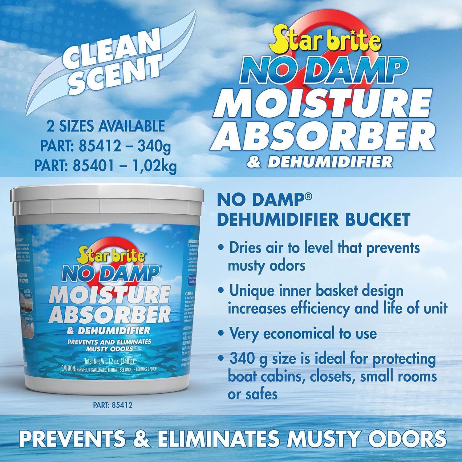image:imageSTAR BRITE No Damp Moisture Absorber amp Dehumidifier Simple Portable Humidity Control for Boats RVs Seasonal Homes amp More Prevent Musty Odor amp Moisture Damage12 OZ Bucket