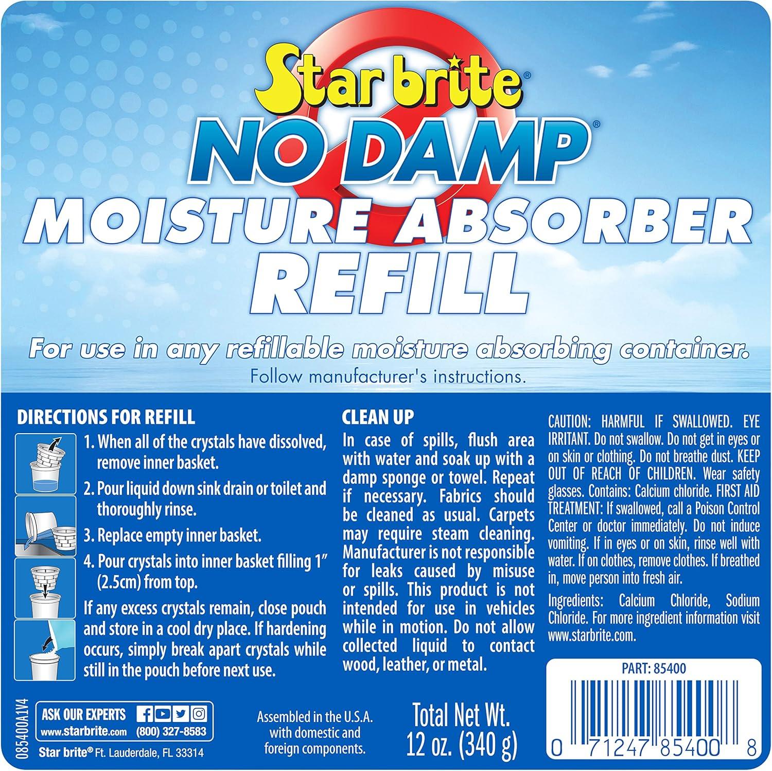 image:imageSTAR BRITE No Damp Moisture Absorber amp Dehumidifier Simple Portable Humidity Control for Boats RVs Seasonal Homes amp More Prevent Musty Odor amp Moisture Damage12 OZ Refill