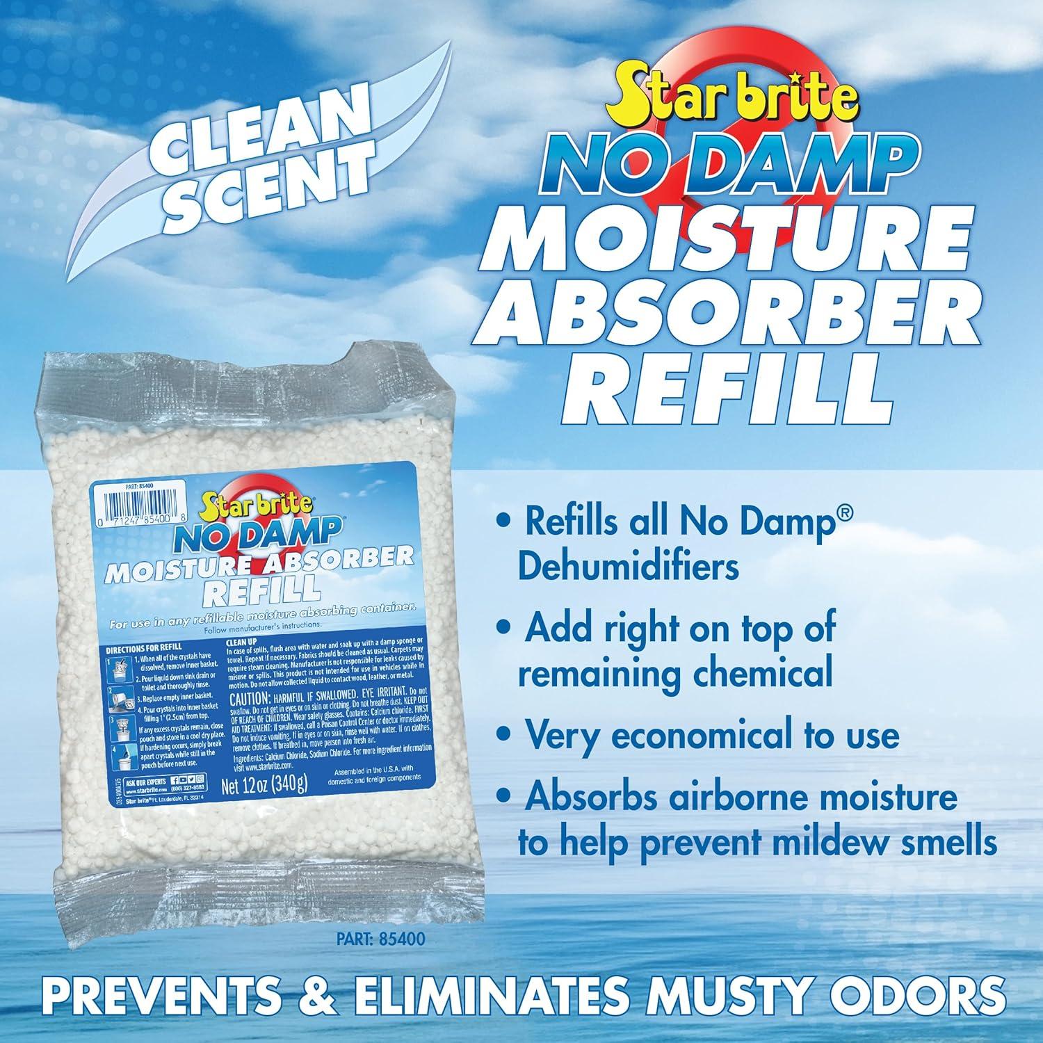 image:imageSTAR BRITE No Damp Moisture Absorber amp Dehumidifier Simple Portable Humidity Control for Boats RVs Seasonal Homes amp More Prevent Musty Odor amp Moisture Damage12 OZ Refill