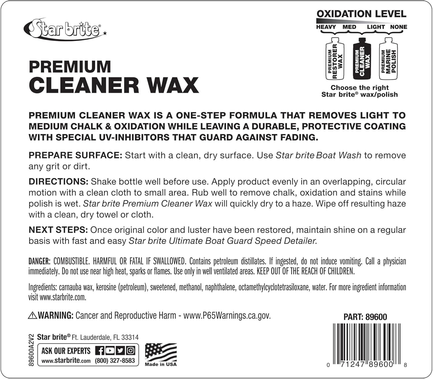 image:imageSTAR BRITE OneStep Cleaner Wax with UV Protection Removes Chalk amp Oxidation from Fiberglass Metals amp Painted Surfaces128 Oz Gallon