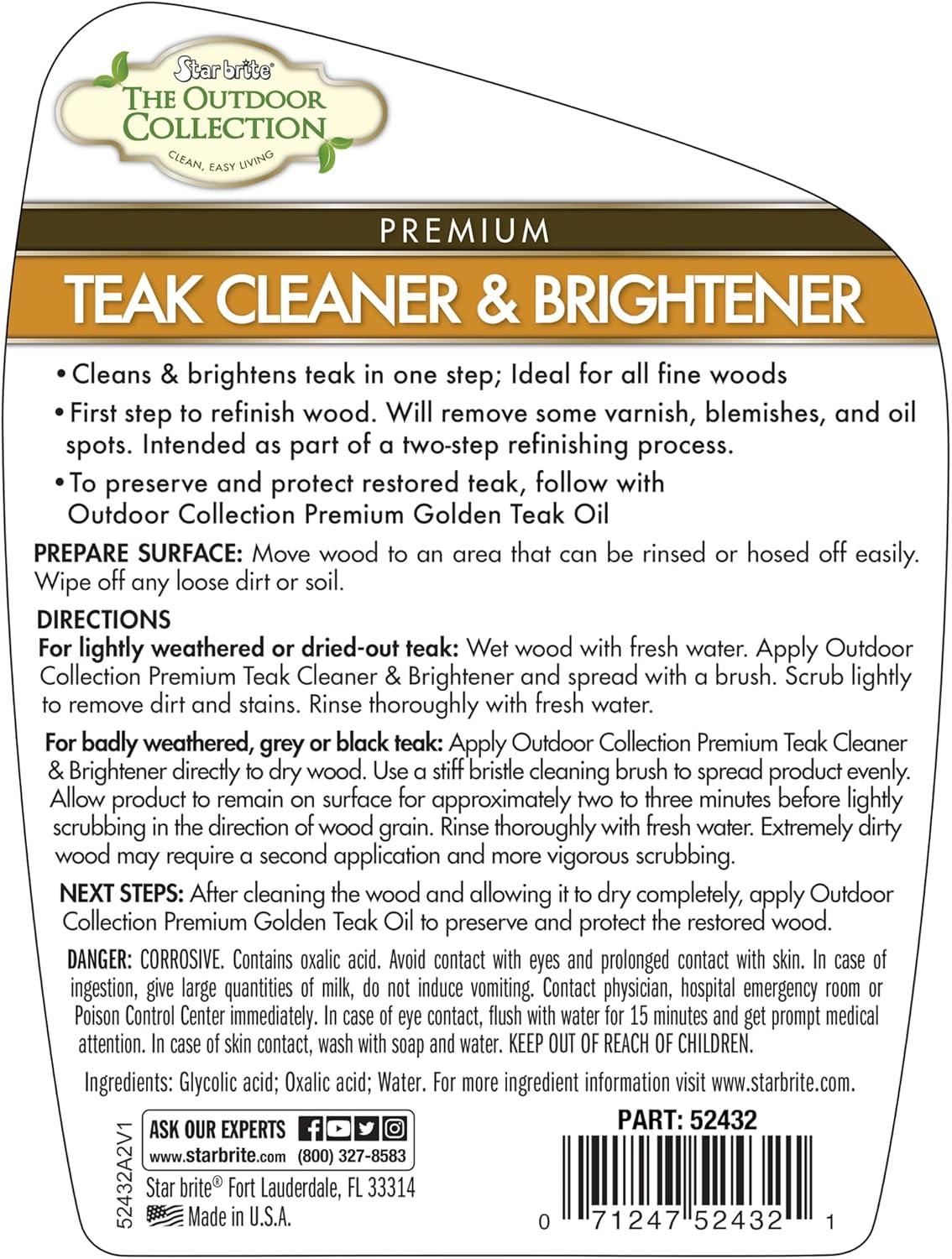 image:imageSTAR BRITE Outdoor Collection Teak Cleaner amp Brightener OneStep Teak Restorer Renew Clean amp Brighten Weathered Gray Teak Prepares Wood for Oiling or Refinishing 16 OZ 5241632 OZ Cleaner