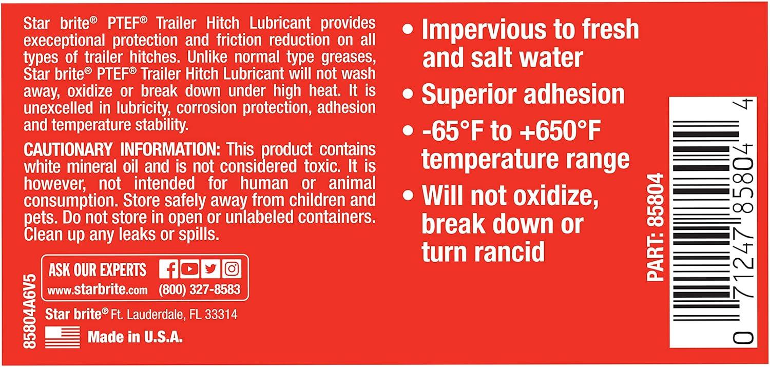 image:imageSTAR BRITE PTEF Trailer Hitch Lubricant AllWeather Protection for Trailer Hitches Rust amp Corrosion Resistant Super Adhesion amp HighTemperature Stability 4 OZ 085804