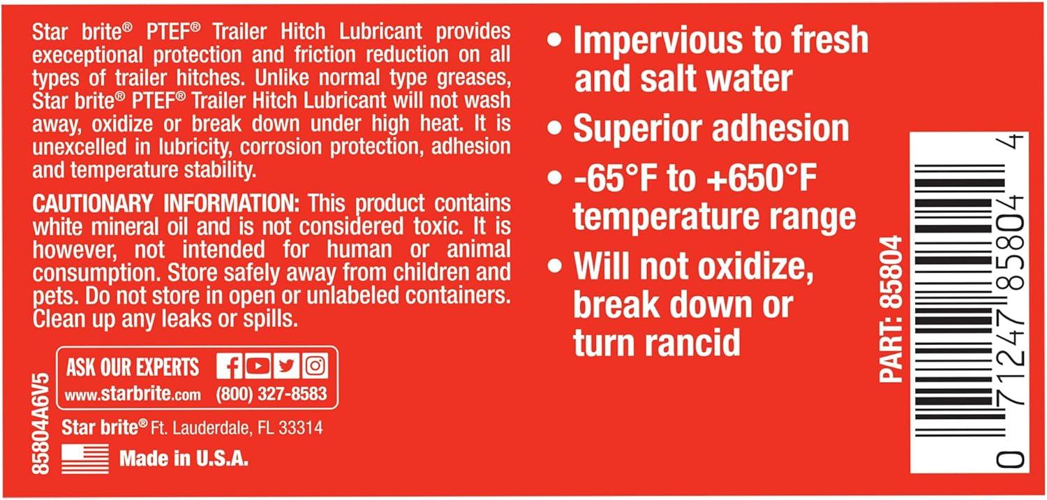 image:imageSTAR BRITE PTEF Trailer Hitch Lubricant AllWeather Protection for Trailer Hitches Rust amp Corrosion Resistant Super Adhesion amp HighTemperature Stability 4 OZ 085804