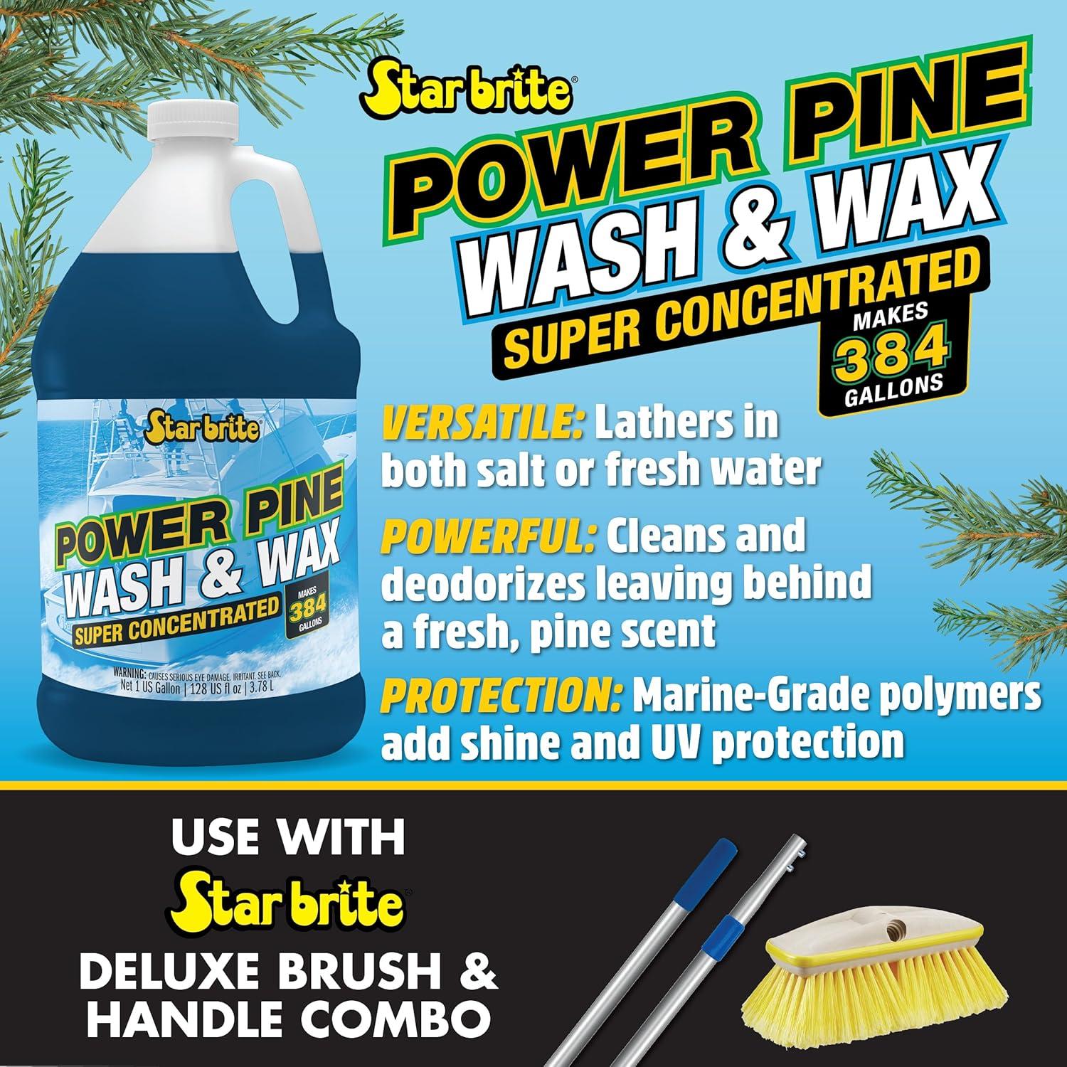 image:imageSTAR BRITE Power Pine Wash amp Wax Concentrated Marine Grade Formula for Boats Cars amp More Clean Shine UV Protect amp Shed Stains in One Step128 Oz Gallon