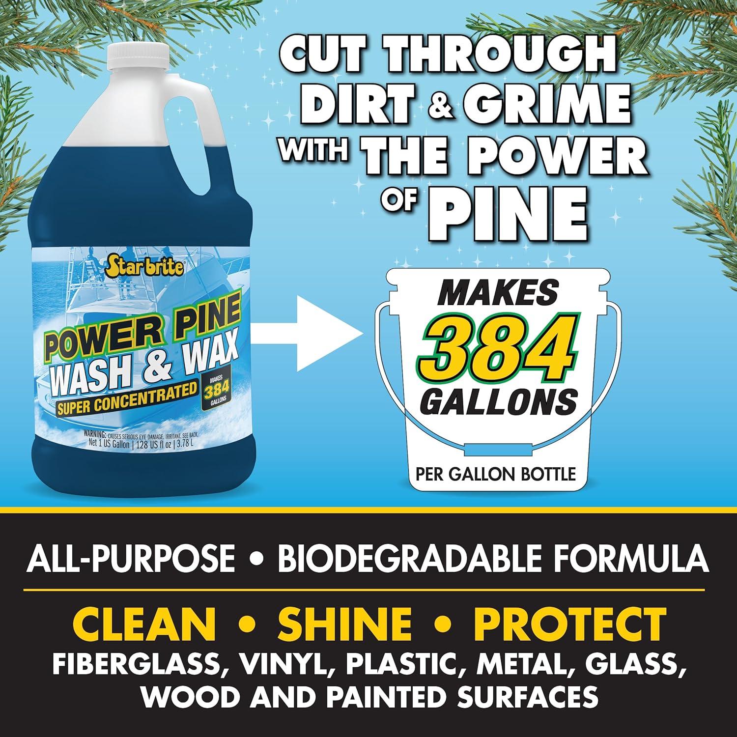 image:imageSTAR BRITE Power Pine Wash amp Wax Concentrated Marine Grade Formula for Boats Cars amp More Clean Shine UV Protect amp Shed Stains in One Step128 Oz Gallon