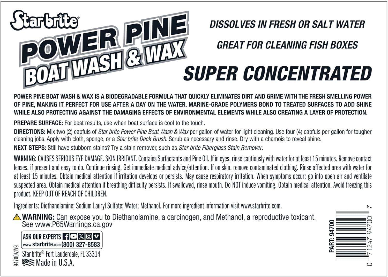 image:imageSTAR BRITE Power Pine Wash amp Wax Concentrated Marine Grade Formula for Boats Cars amp More Clean Shine UV Protect amp Shed Stains in One Step128 Oz Gallon