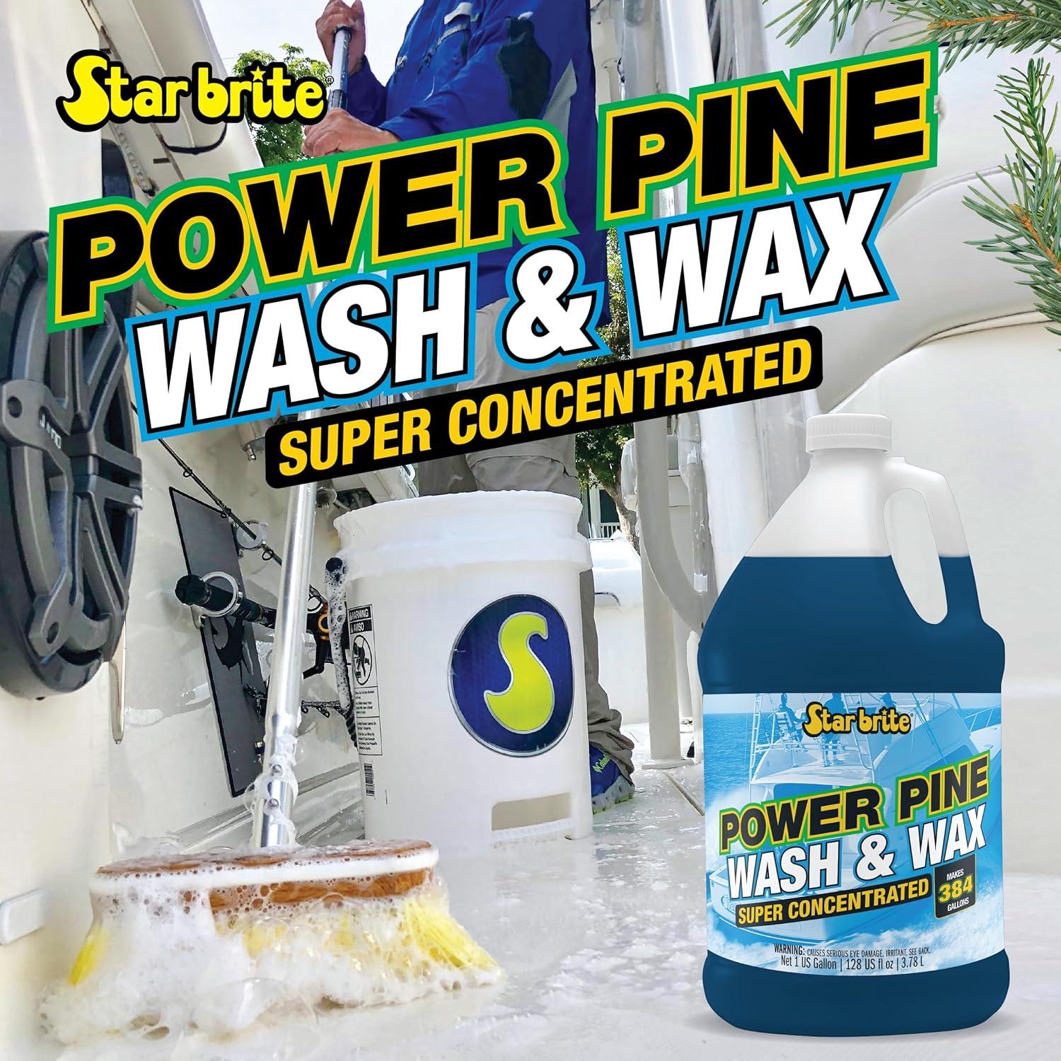 image:imageSTAR BRITE Power Pine Wash amp Wax Concentrated Marine Grade Formula for Boats Cars amp More Clean Shine UV Protect amp Shed Stains in One Step128 Oz Gallon