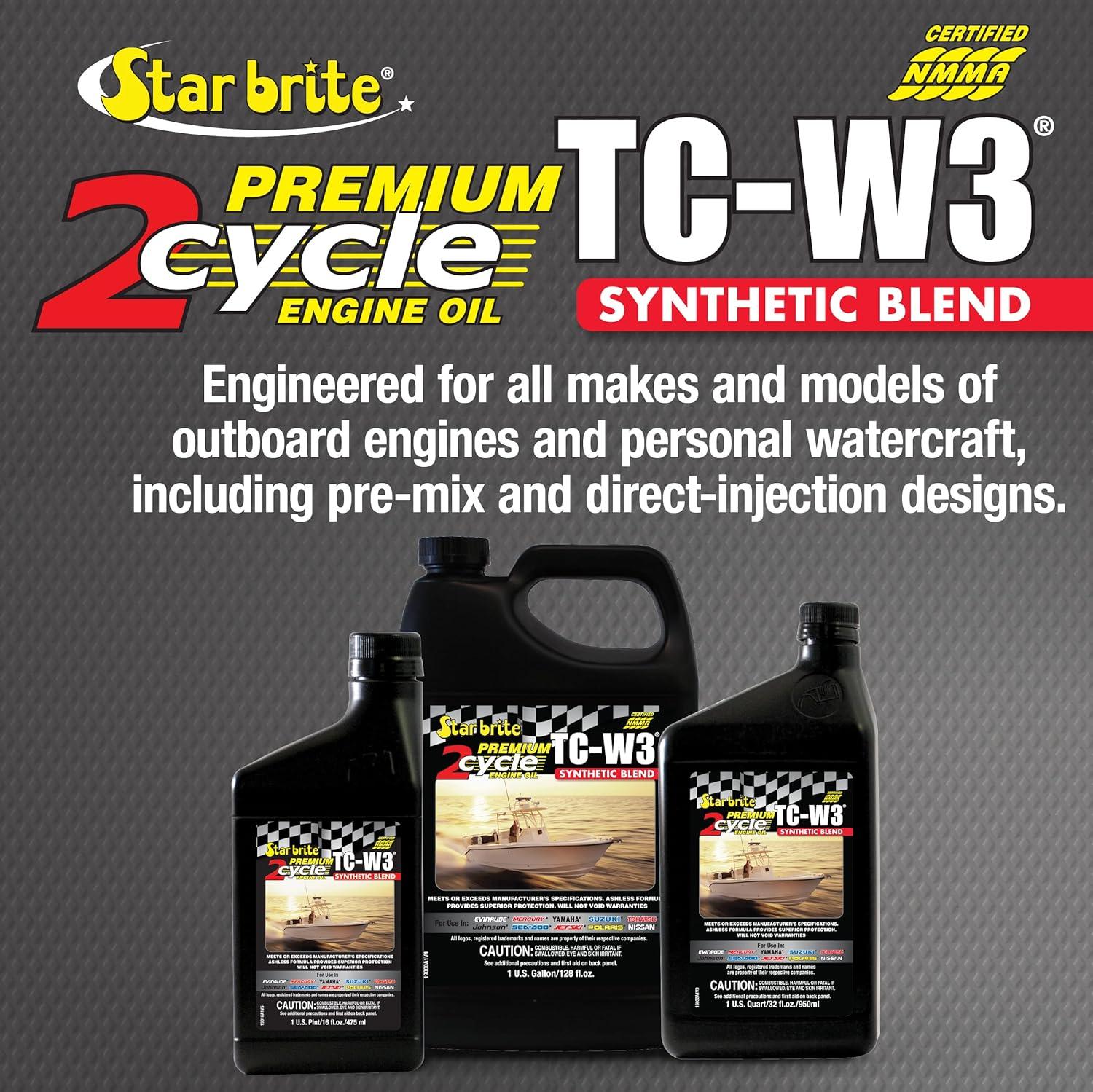 image:imageSTAR BRITE Premium 2Cycle Engine Oil TCW3 HighGrade Synthetic Blend for All 2Stroke Outboard Motors Personal Watercraft amp HighPerformance Engines32 oz