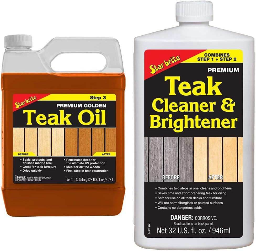 image:imageSTAR BRITE Premium Golden Teak Oil 16 Oz Sealer Preserver amp Finish for Outdoor Teak amp Other Fine Woods 085116PW128 Oz Gallon