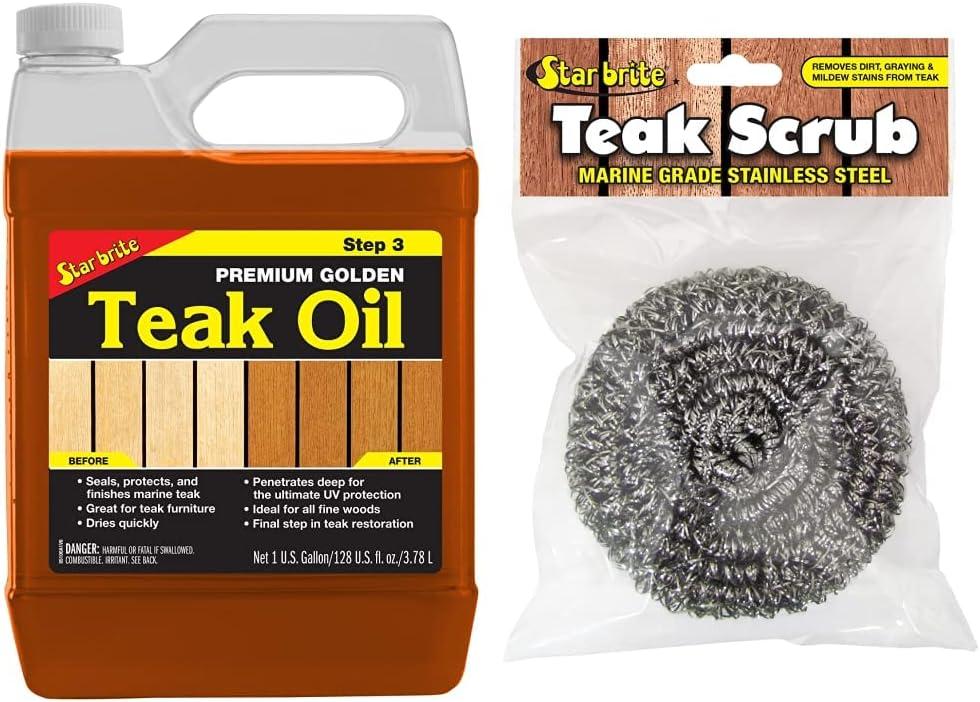 image:imageSTAR BRITE Premium Golden Teak Oil 16 Oz Sealer Preserver amp Finish for Outdoor Teak amp Other Fine Woods 085116PW128 Oz Gallon