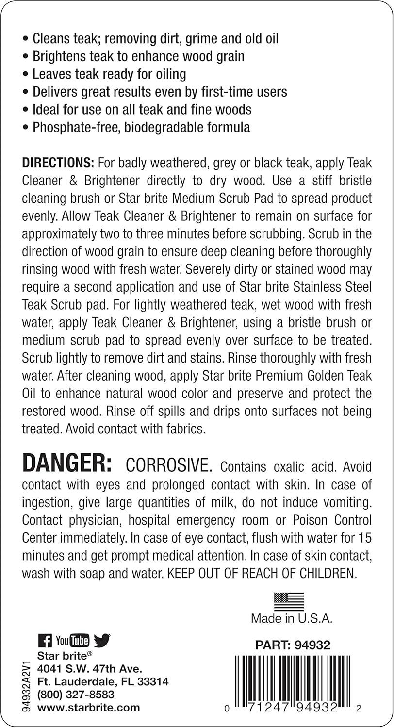image:imageSTAR BRITE Premium Golden Teak Oil 16 Oz Sealer Preserver amp Finish for Outdoor Teak amp Other Fine Woods 085116PW16 Ounce