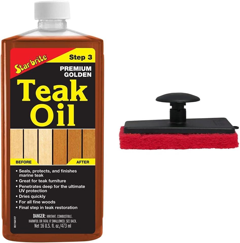 image:imageSTAR BRITE Premium Golden Teak Oil 16 Oz Sealer Preserver amp Finish for Outdoor Teak amp Other Fine Woods 085116PW16 Ounce