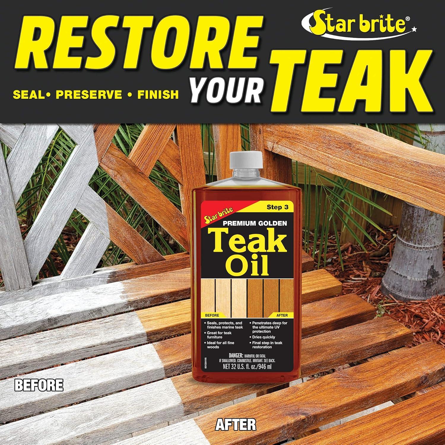 image:imageSTAR BRITE Premium Golden Teak Oil 16 Oz Sealer Preserver amp Finish for Outdoor Teak amp Other Fine Woods 085116PW32 Ounce