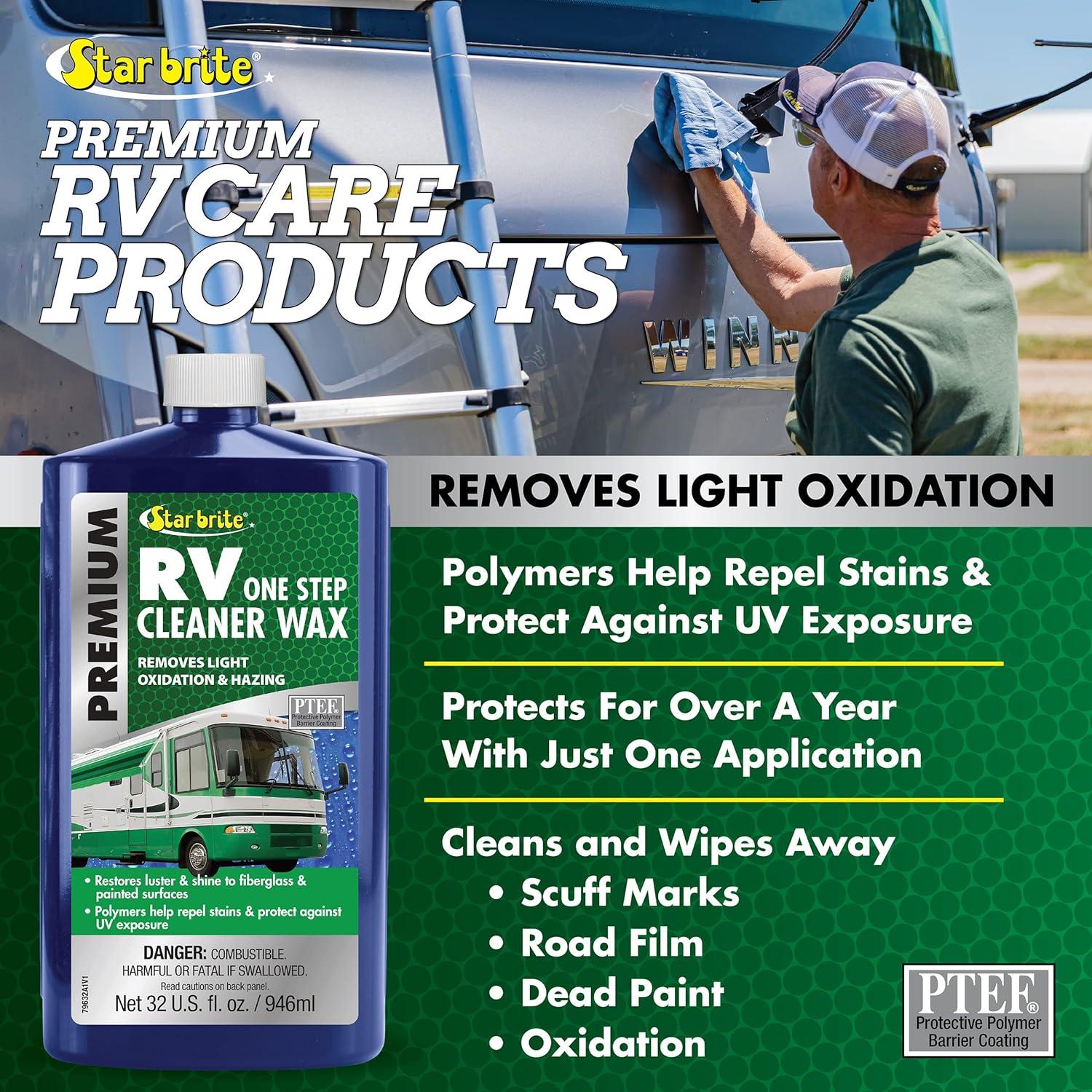 image:imageSTAR BRITE Premium RV One Step Cleaner Wax Cleans Protects amp Enhances RVs Restores Color amp Shine UV Inhibitors Ideal for Scuff Marks Use by Hand or Buffer
