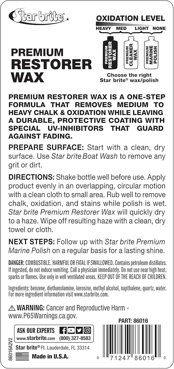 image:imageSTAR BRITE Premium Restorer Wax For Medium to Heavy Oxidation Cleans amp Restores in One Easy Step Seals amp Protects for a Brilliant Finish16 Ounce