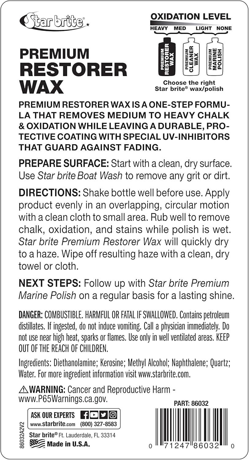image:imageSTAR BRITE Premium Restorer Wax For Medium to Heavy Oxidation Cleans amp Restores in One Easy Step Seals amp Protects for a Brilliant Finish32 Ounce