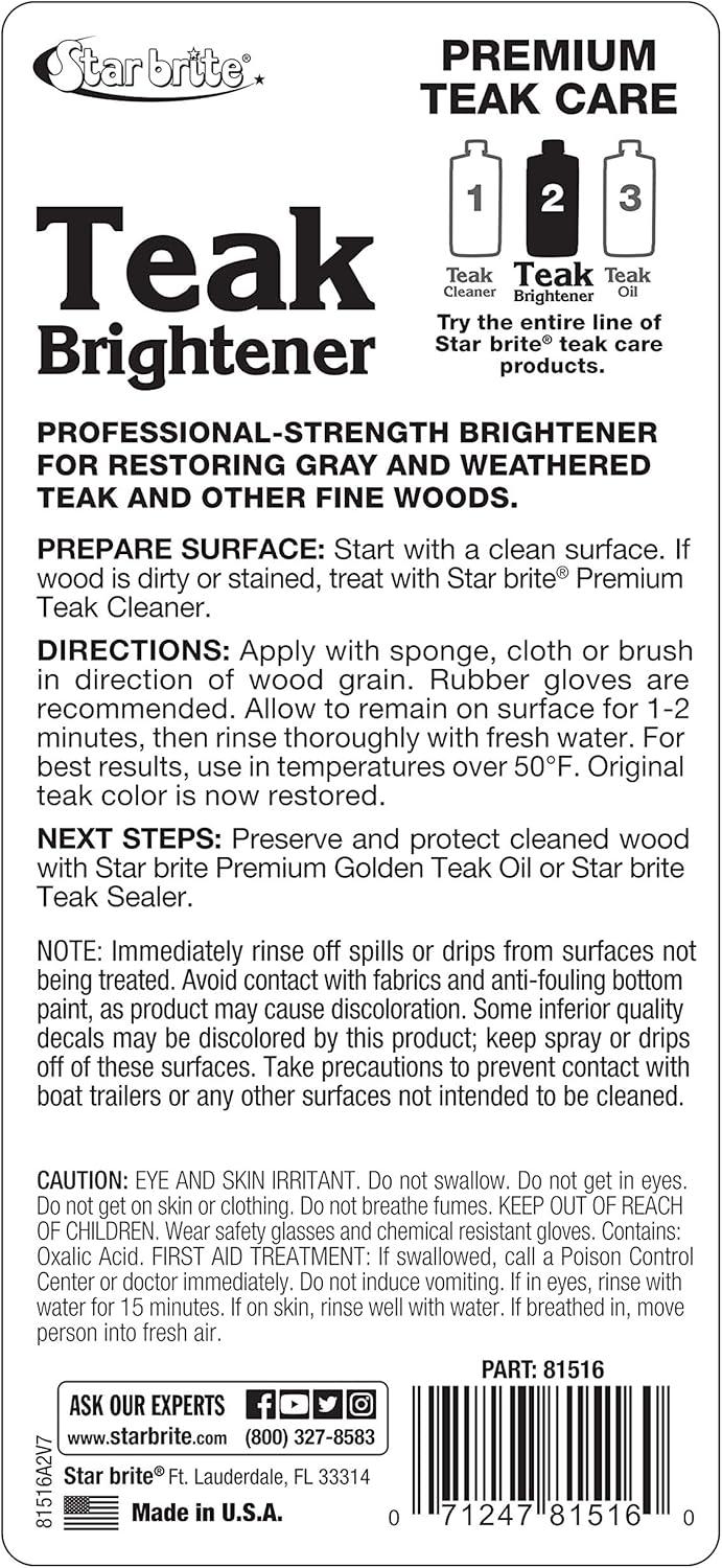 image:imageSTAR BRITE Premium Teak Brightener Enhances Natural Wood Grain amp Restores Tone amp Color While Preparing for a More Consistent Application of Teak Oil Sealer or Stain16 Ounce