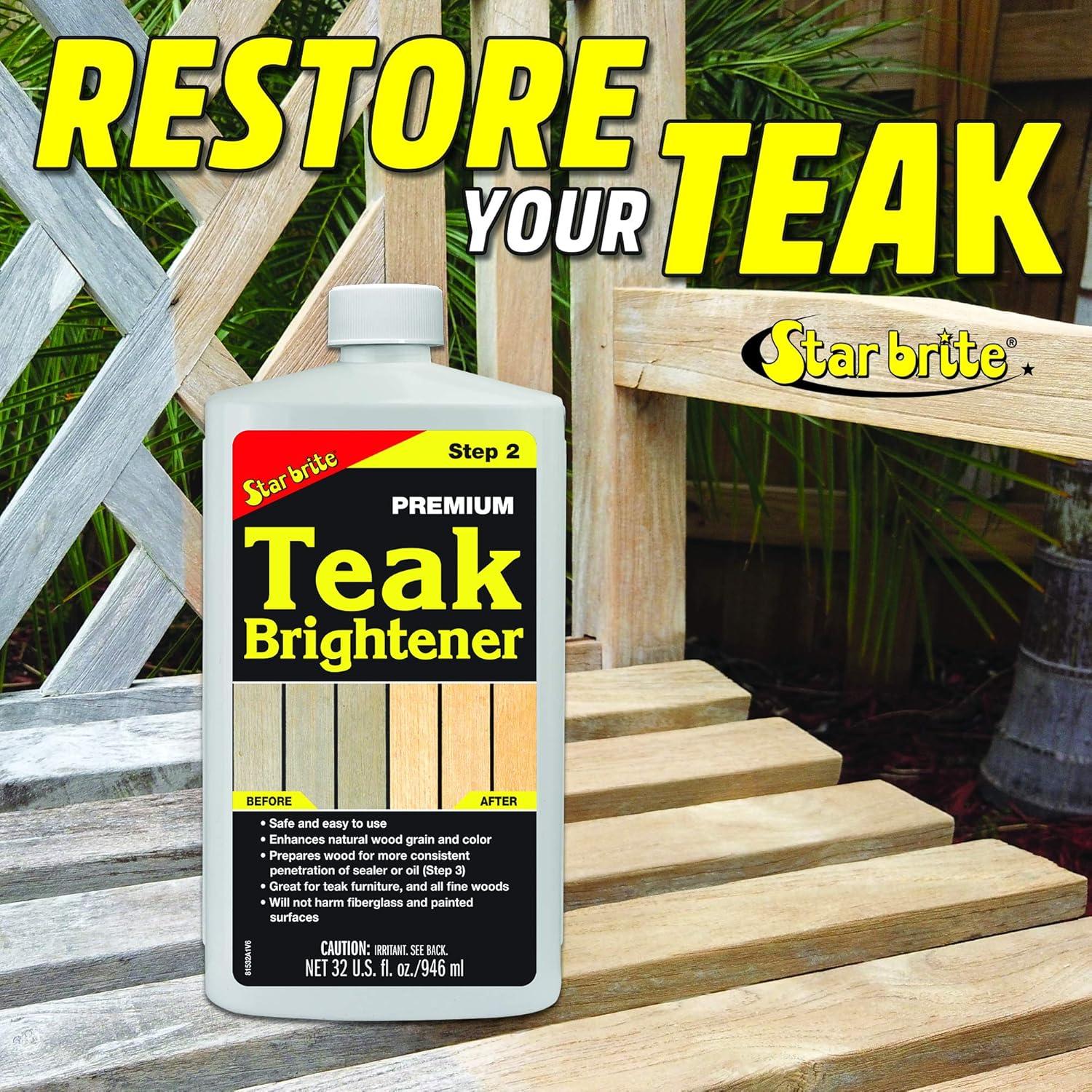 image:imageSTAR BRITE Premium Teak Brightener Enhances Natural Wood Grain amp Restores Tone amp Color While Preparing for a More Consistent Application of Teak Oil Sealer or Stain128 Oz Gallon