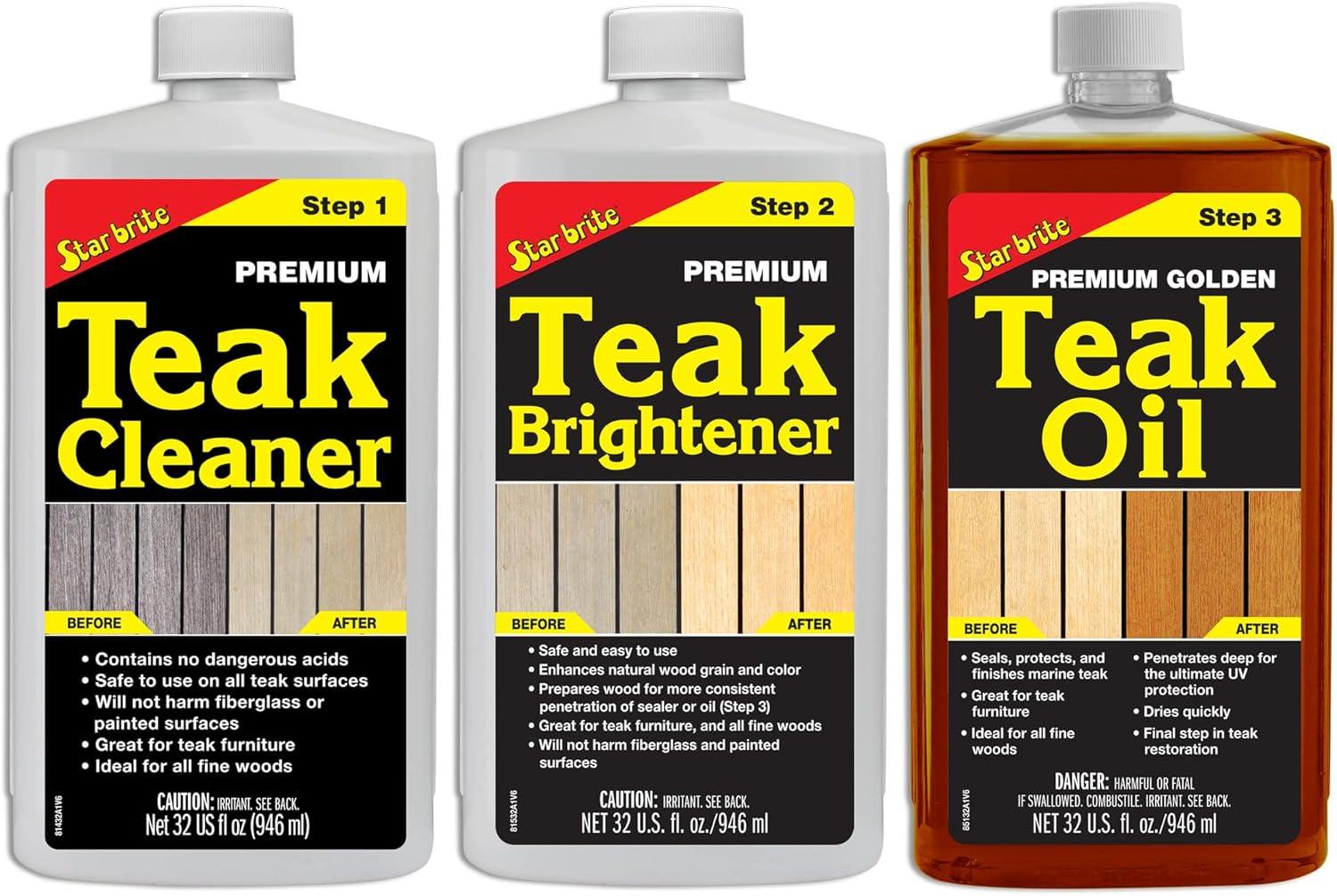 image:imageSTAR BRITE Premium Teak Brightener Enhances Natural Wood Grain amp Restores Tone amp Color While Preparing for a More Consistent Application of Teak Oil Sealer or Stain128 Oz Gallon