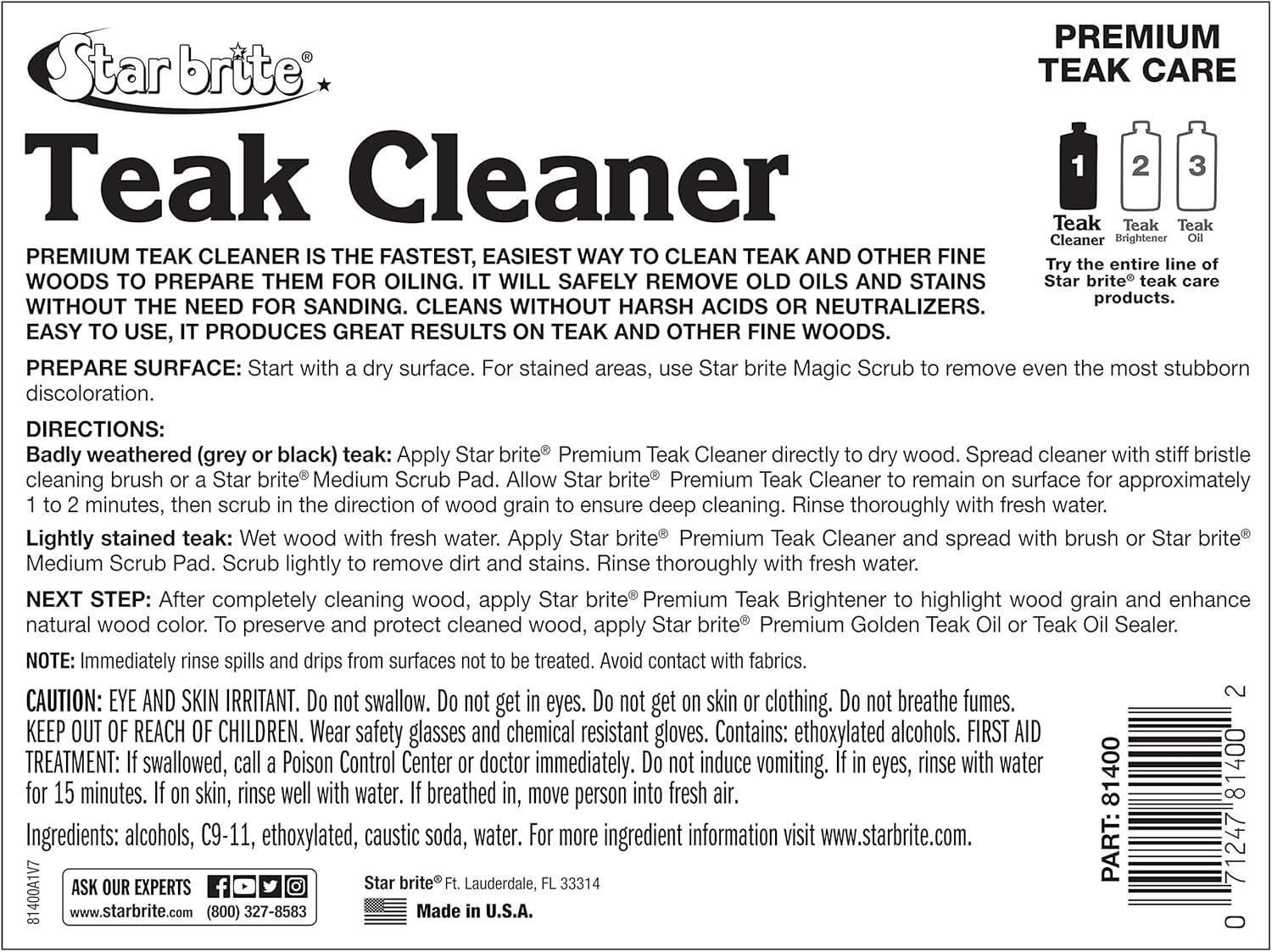 image:imageSTAR BRITE Premium Teak Cleaner Restore Renew amp Refresh Old Weathered Gray Teak Furniture amp Other Fine Woods Step 116 OZ 081416128 oz