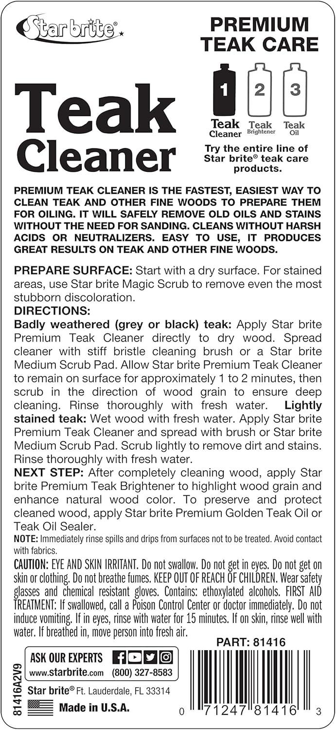 image:imageSTAR BRITE Premium Teak Cleaner Restore Renew amp Refresh Old Weathered Gray Teak Furniture amp Other Fine Woods Step 116 OZ 08141616 oz
