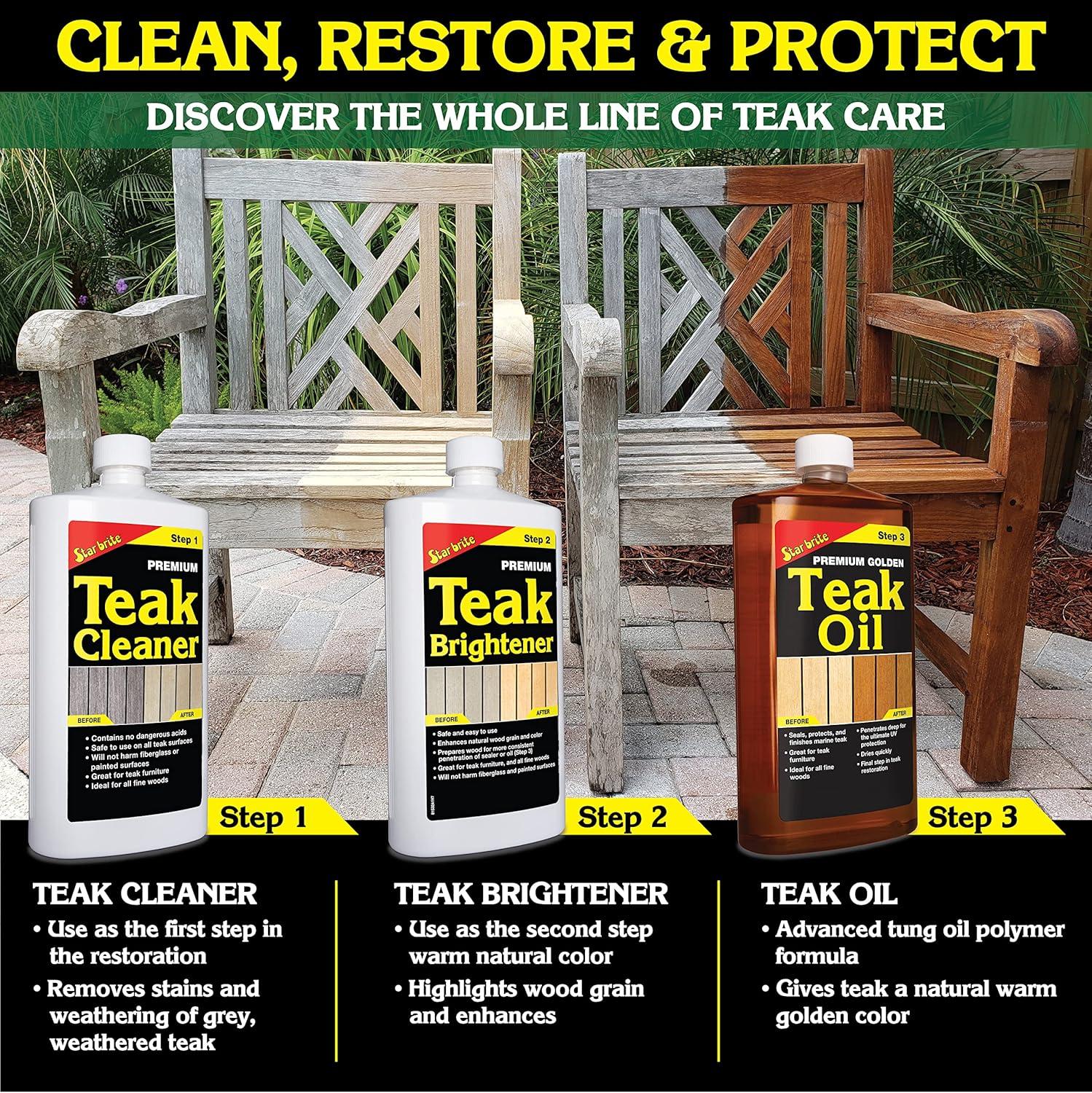 image:imageSTAR BRITE Premium Teak Cleaner Restore Renew amp Refresh Old Weathered Gray Teak Furniture amp Other Fine Woods Step 116 OZ 08141632 oz