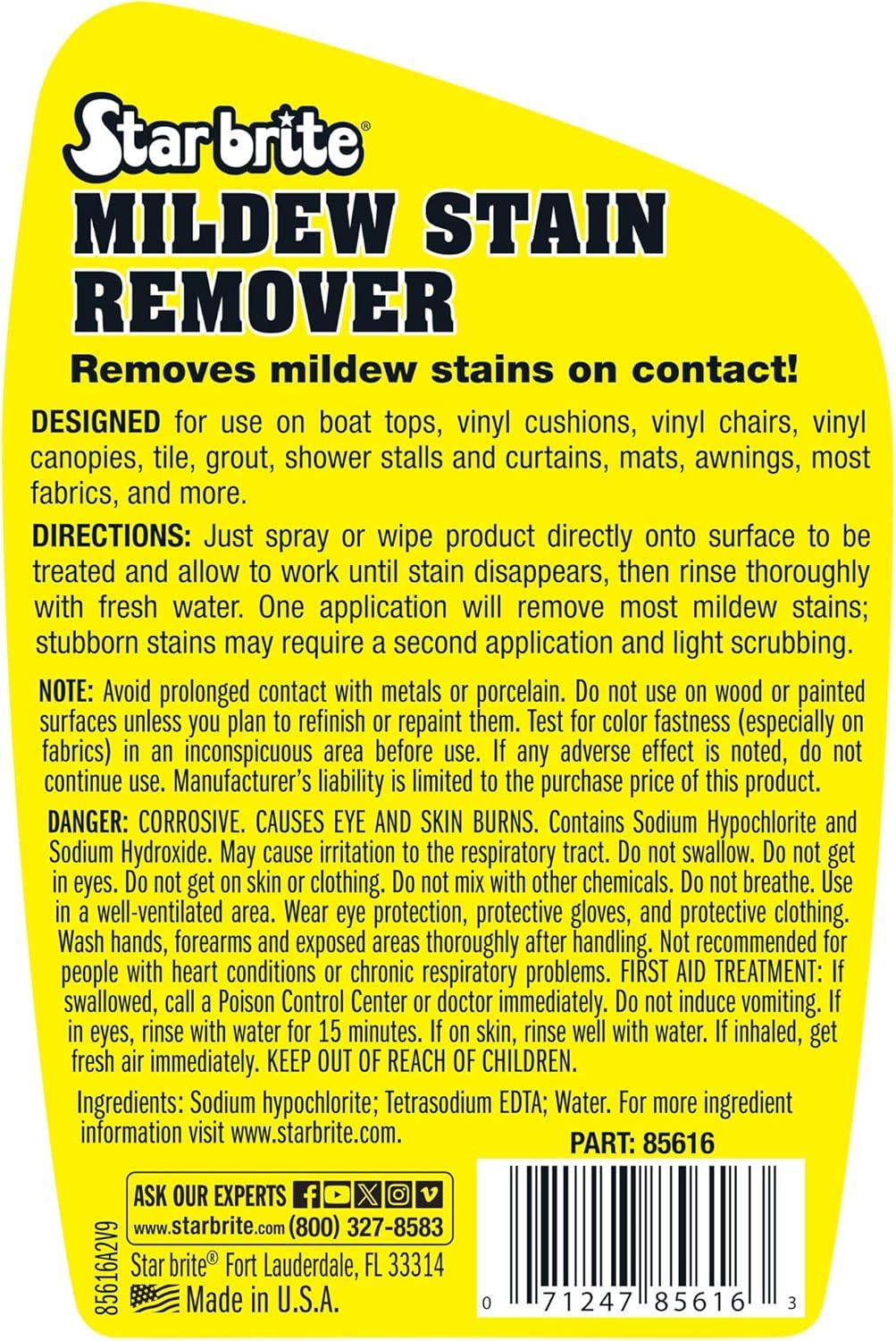 image:imageSTAR BRITE ProfessionalGrade Mildew amp Mold Stain Remover Cleaner Instant Contact Stain Removal Ideal for Marine amp Outdoor Upholstery22 Oz Spray