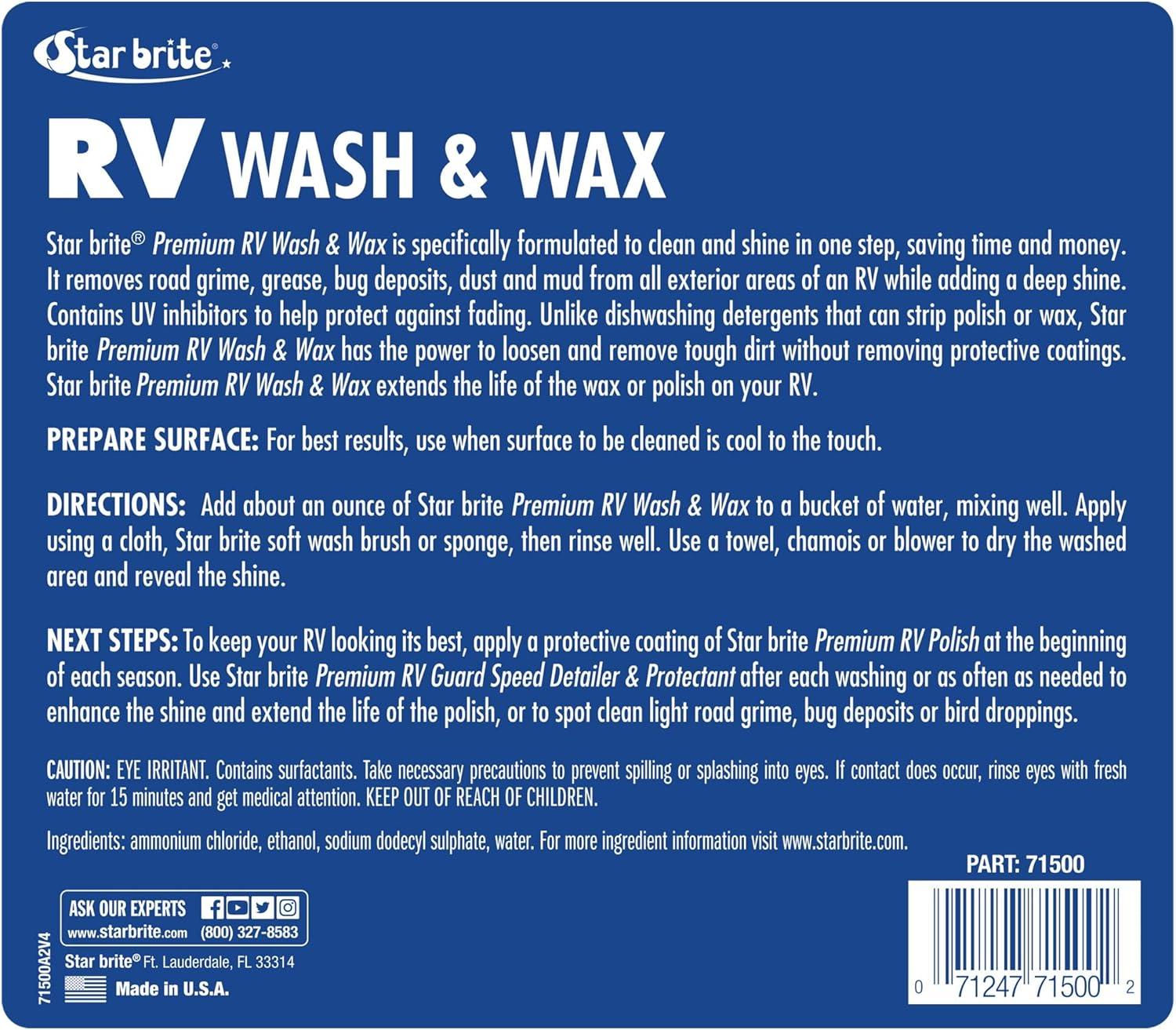 image:imageSTAR BRITE RV Wash amp Wax OneStep Concentrated Cleaner UV Protection Ideal for RV Camper Cleaning 16 OZ 071516P128 Oz Gallon