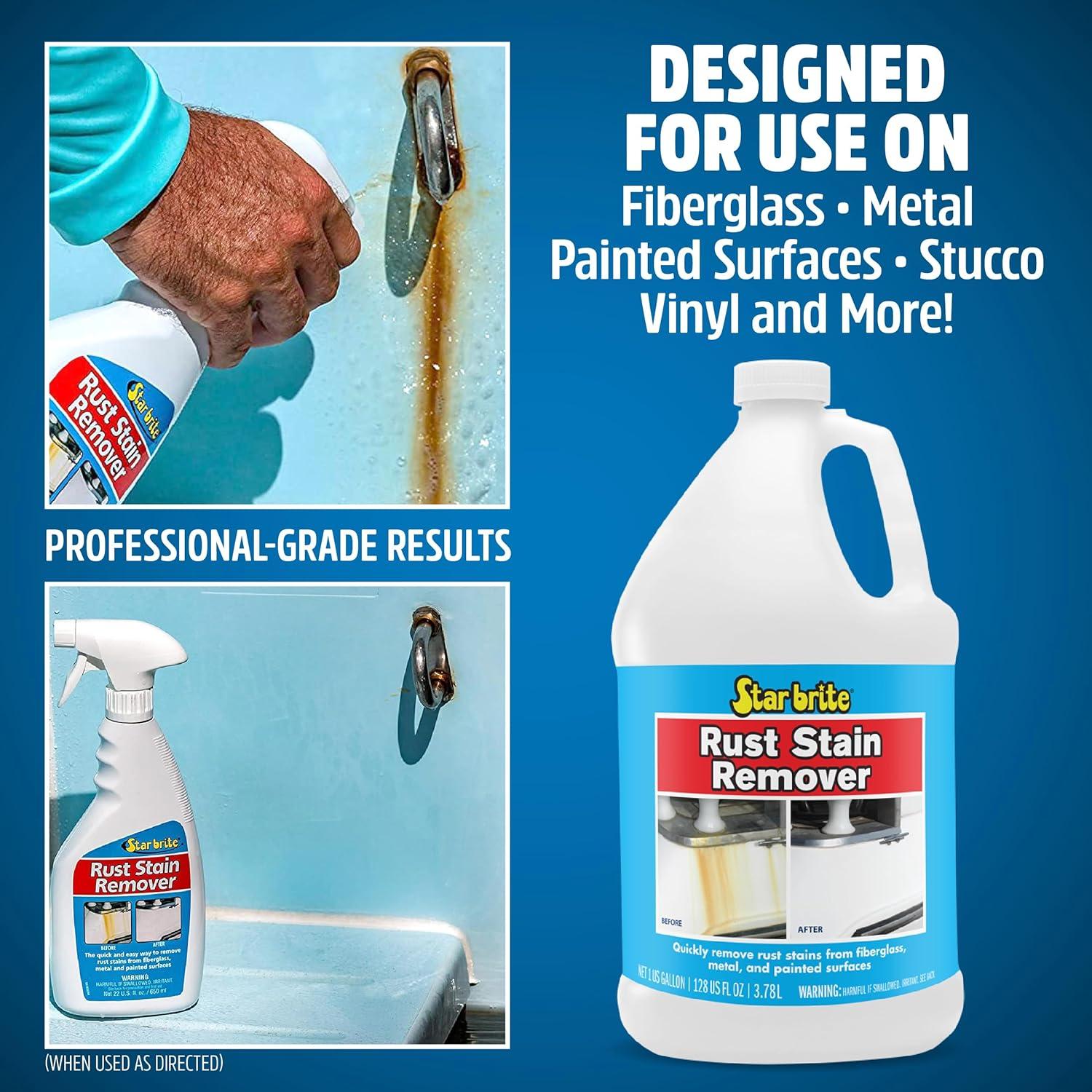 image:imageSTAR BRITE Rust Stain Remover Spray Instantly Dissolve Corrosion Stains on Fiberglass Vinyl Fabric Metal amp Painted Surfaces Also Removes Sprinkler Stains 22 Ounces 089222SSSpray 1 Gallon 128 oz