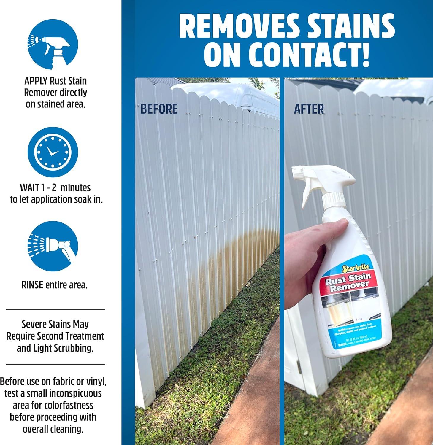 image:imageSTAR BRITE Rust Stain Remover Spray Instantly Dissolve Corrosion Stains on Fiberglass Vinyl Fabric Metal amp Painted Surfaces Also Removes Sprinkler Stains 22 Ounces 089222SSSpray 22 Oz 089222SS
