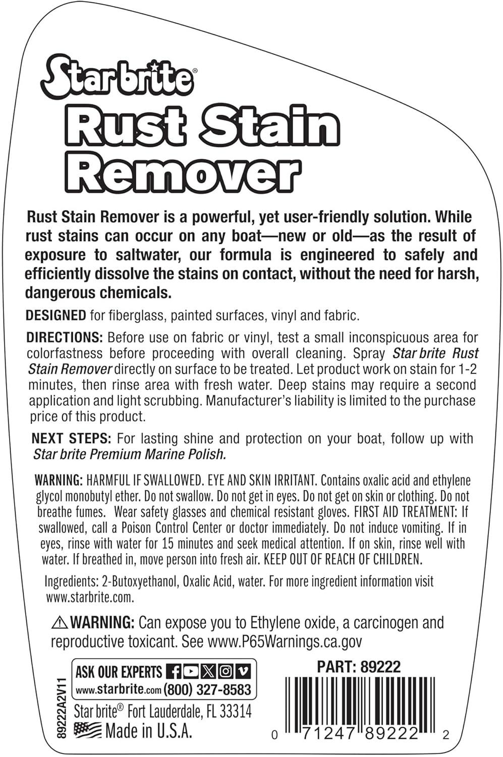 image:imageSTAR BRITE Rust Stain Remover Spray Instantly Dissolve Corrosion Stains on Fiberglass Vinyl Fabric Metal amp Painted Surfaces Also Removes Sprinkler Stains 22 Ounces 089222SSSpray 22 Oz 089222SS