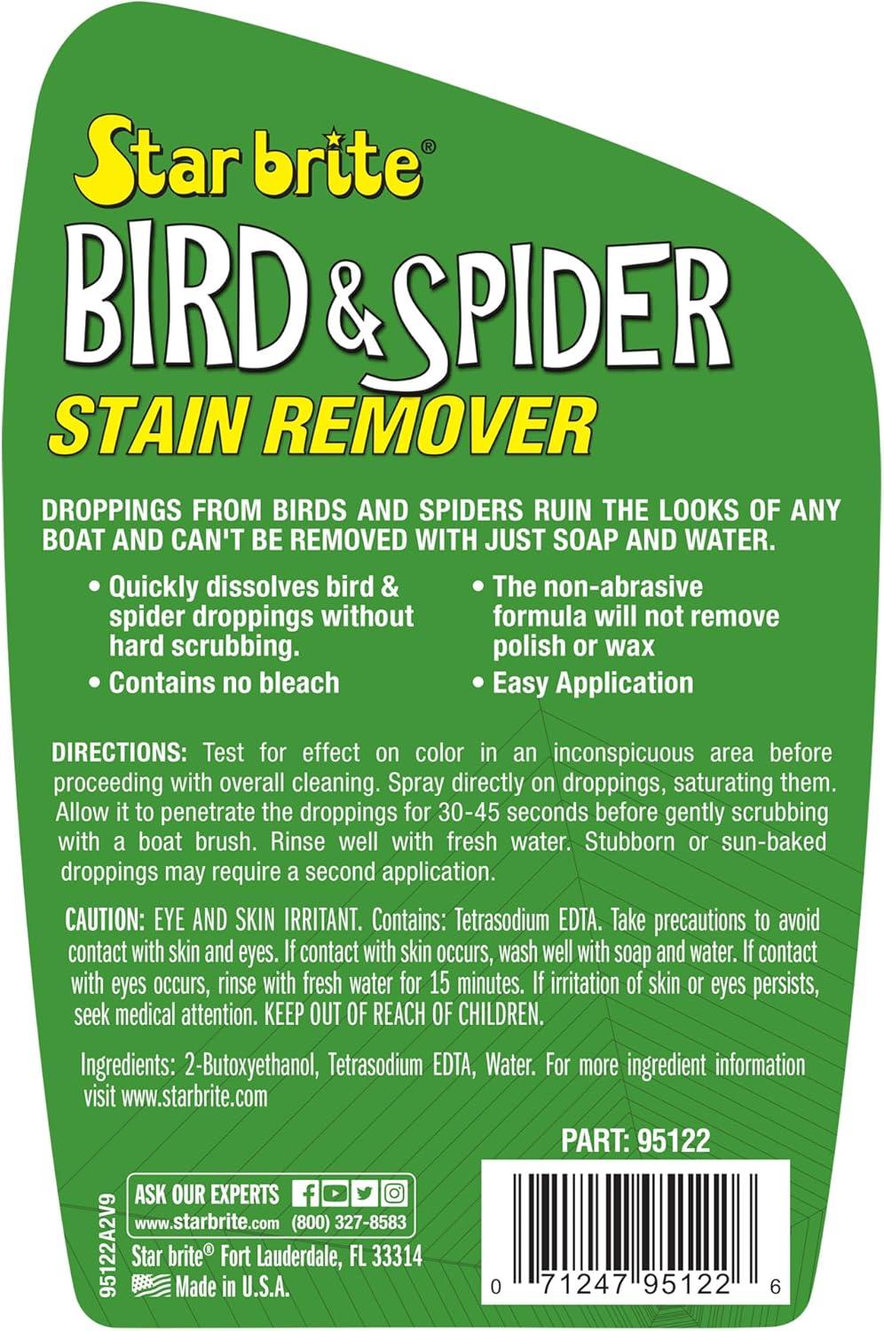 image:imageSTAR BRITE Spider amp Bird Stain Remover Spray Quickly Dissolve Bird Droppings amp Clean up Spider Mess Wont Remove Polish or Wax 095122SSSpider Bird Stain Remover