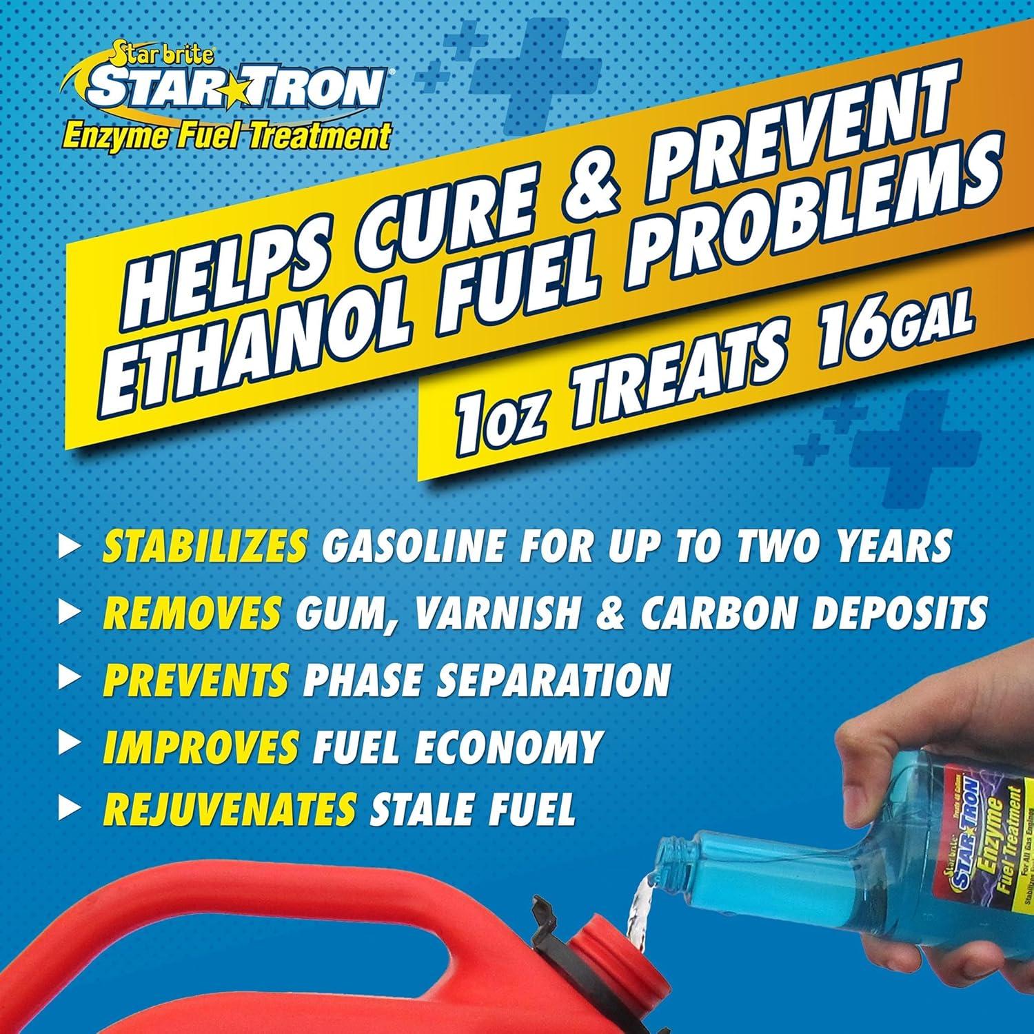 image:imageSTAR BRITE Star Tron Enzyme Fuel Treatment Concentrated Formula 32 Fl Oz Treats up to 512 Gallons Fuel Stabilizer amp Treatment Gasoline Stabilizer Star Tron Marine Enzyme Fuel Treatment8 Oz Treats 128 Gallons