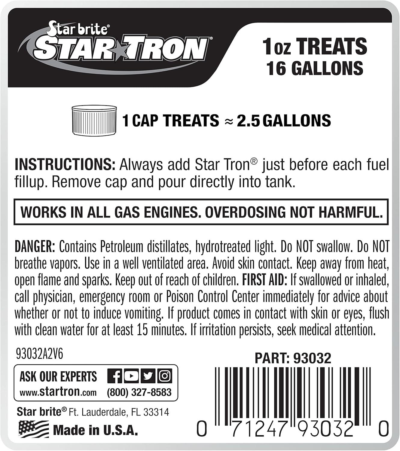 image:imageSTAR BRITE Star Tron Enzyme Fuel Treatment Concentrated Gasoline Formula 1 oz Treats 16 Gallons 32 OZ 09303232 Fl oz Standard Packaging