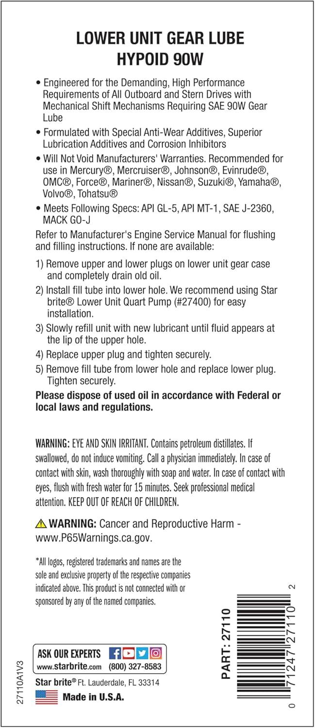 image:imageSTAR BRITE Star Tron Premium Full Synthetic Gear Lube SAE 75W90 MarineGrade API GL5 Certified10 Oz Tube