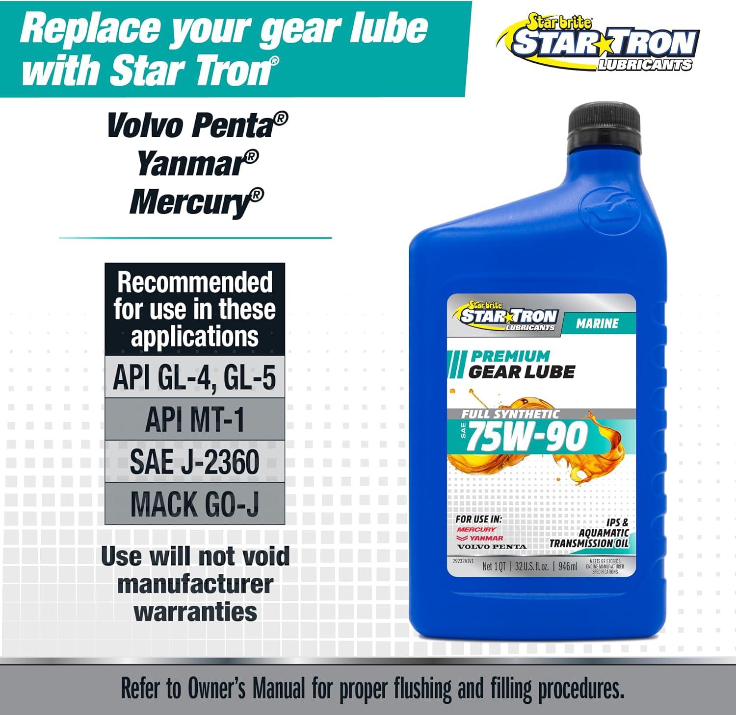 image:imageSTAR BRITE Star Tron Premium Full Synthetic Gear Lube SAE 75W90 MarineGrade API GL5 Certified32 Oz Quart