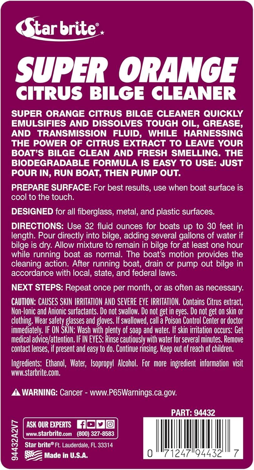 image:imageSTAR BRITE Super Orange Citrus Bilge Cleaner Biodegradable Easy to Use Pour In Run Boat Pump Out Emulsifies Oil Fuel amp Leaves Bilge Clean With a Fresh Citrus Scent32oz Quart