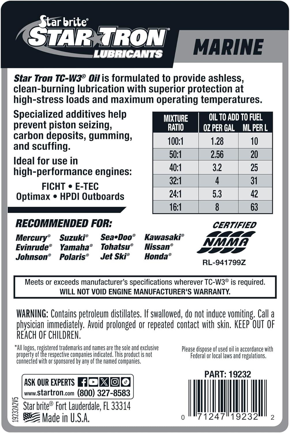 image:imageSTAR BRITE Super Premium 2Cycle Synthetic Blend TCW3 Engine Oil For All Makes amp Models of Outboard Motors amp Personal Watercraft Ideal for High Performance Engines32 Oz