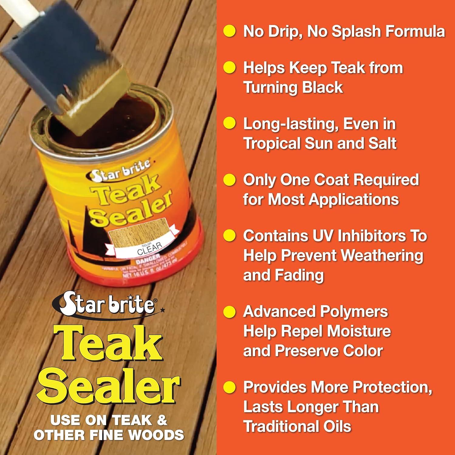 image:imageSTAR BRITE Teak Sealer No Drip No Splash Formula OneCoat Durable Protection for All Fine Woods Perfect for Outdoor Furniture amp Marine Use Classic Teak 32 OZ 088032Clear