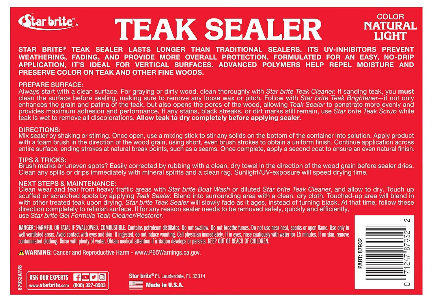 image:imageSTAR BRITE Teak Sealer No Drip No Splash Formula OneCoat Durable Protection for All Fine Woods Perfect for Outdoor Furniture amp Marine Use Classic Teak 32 OZ 088032Natural Light