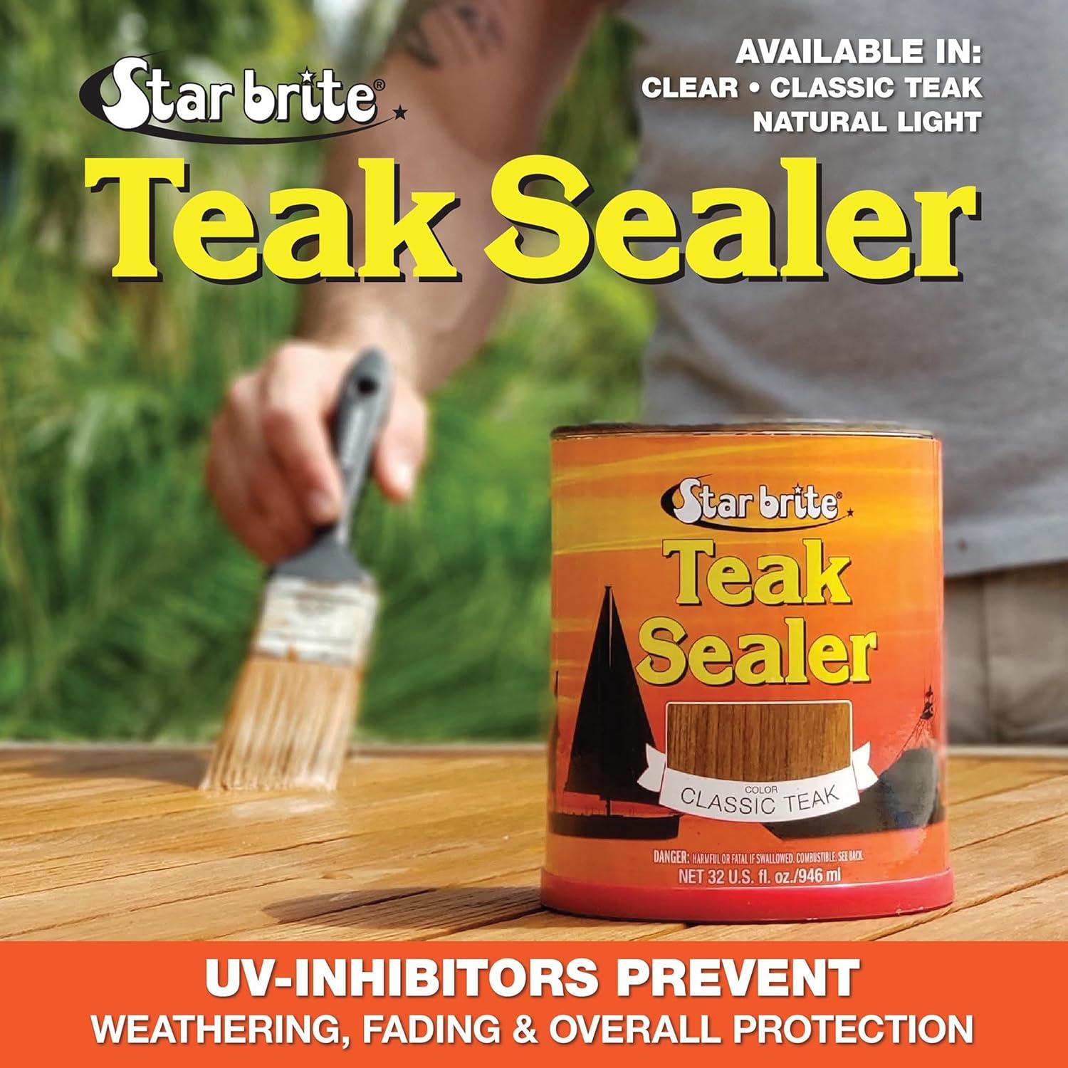image:imageSTAR BRITE Teak Sealer No Drip No Splash Formula OneCoat Durable Protection for All Fine Woods Perfect for Outdoor Furniture amp Marine Use Classic Teak 32 OZ 088032Multicolor