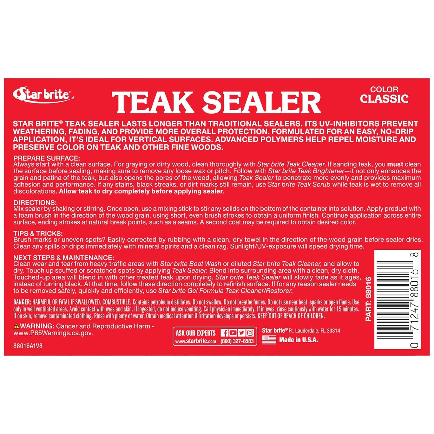 image:imageSTAR BRITE Teak Sealer No Drip No Splash Formula OneCoat Durable Protection for All Fine Woods Perfect for Outdoor Furniture amp Marine Use Classic Teak 32 OZ 088032Multicolor