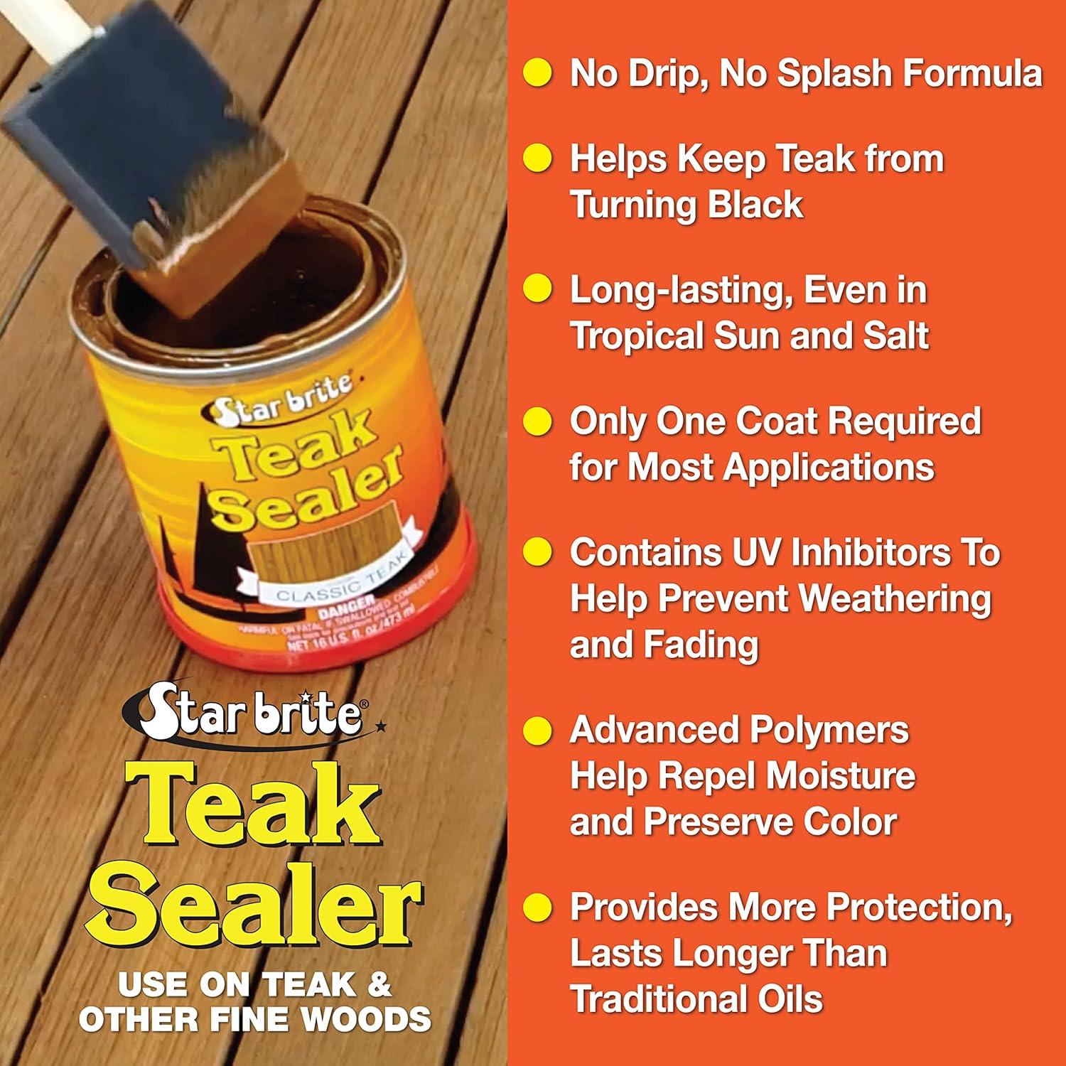 image:imageSTAR BRITE Teak Sealer No Drip No Splash Formula OneCoat Durable Protection for All Fine Woods Perfect for Outdoor Furniture amp Marine Use Classic Teak 32 OZ 088032Classic