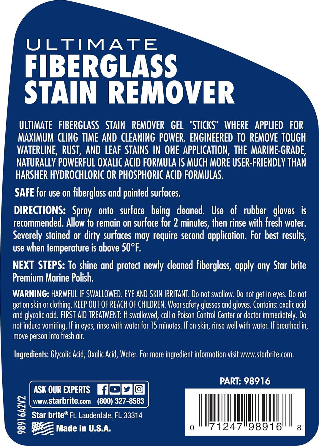image:imageSTAR BRITE Ultimate Fiberglass Stain Remover EasytoUse Marine Grade Solution to Eliminate Tough Rust Leaf amp Waterline Stains for Boats and More Maximum Cleaning Power Gel Spray16 Oz Gel Spray