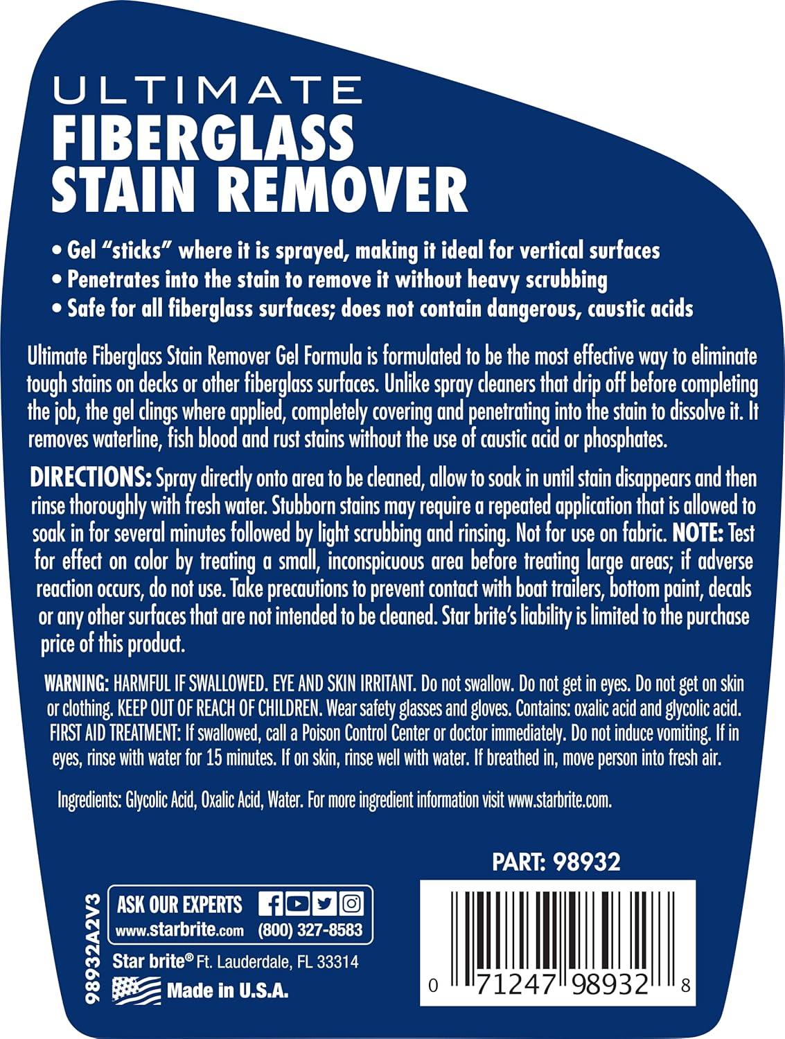 image:imageSTAR BRITE Ultimate Fiberglass Stain Remover EasytoUse Marine Grade Solution to Eliminate Tough Rust Leaf amp Waterline Stains for Boats and More Maximum Cleaning Power Gel Spray32 Oz Gel Spray