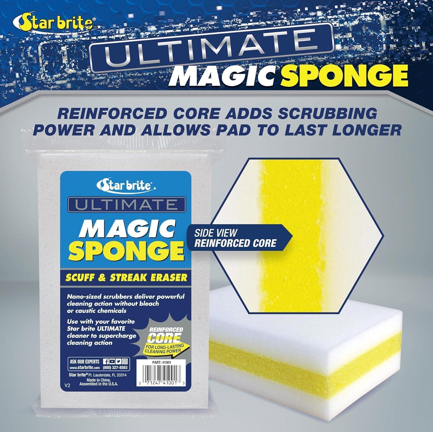 image:imageSTAR BRITE Ultimate Magic Sponge Boat Scuff Eraser Melamine Scrubber with Reinforced Core 2 Pack 041000Magic Sponge Eraser 18 Pk Display