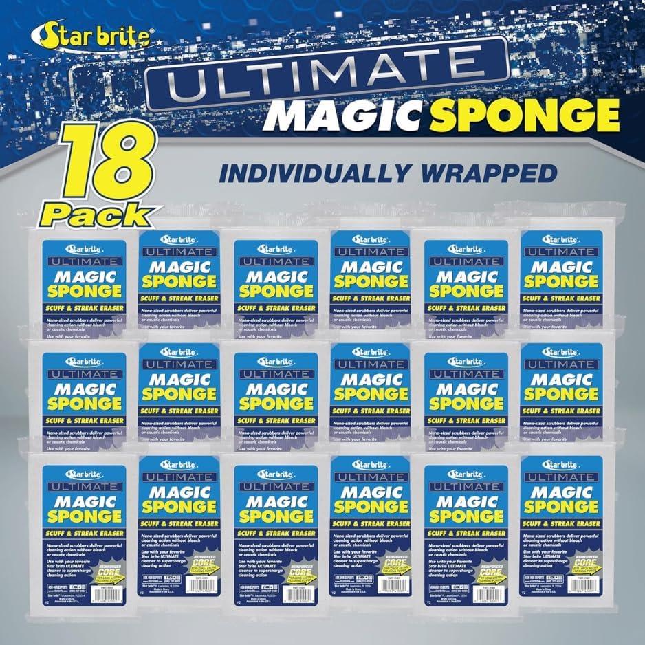 image:imageSTAR BRITE Ultimate Magic Sponge Boat Scuff Eraser Melamine Scrubber with Reinforced Core 2 Pack 041000Magic Sponge Eraser 18 Pk Display