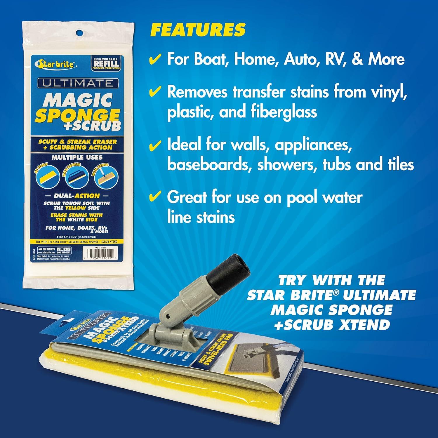 image:imageSTAR BRITE Ultimate Magic Sponge Boat Scuff Eraser Melamine Scrubber with Reinforced Core 2 Pack 041000Magic Sponge Scrub Pad