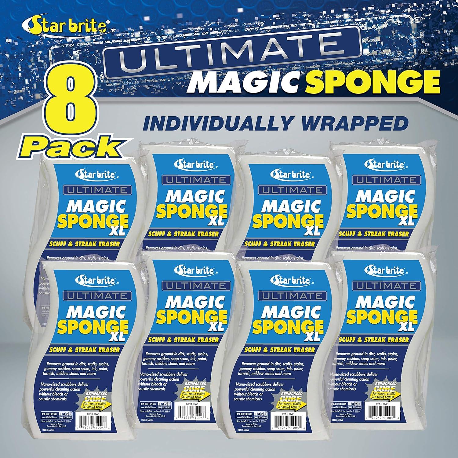 image:imageSTAR BRITE Ultimate Magic Sponge Boat Scuff Eraser Melamine Scrubber with Reinforced Core 2 Pack 041000XL Magic Sponge Eraser 8 Pk
