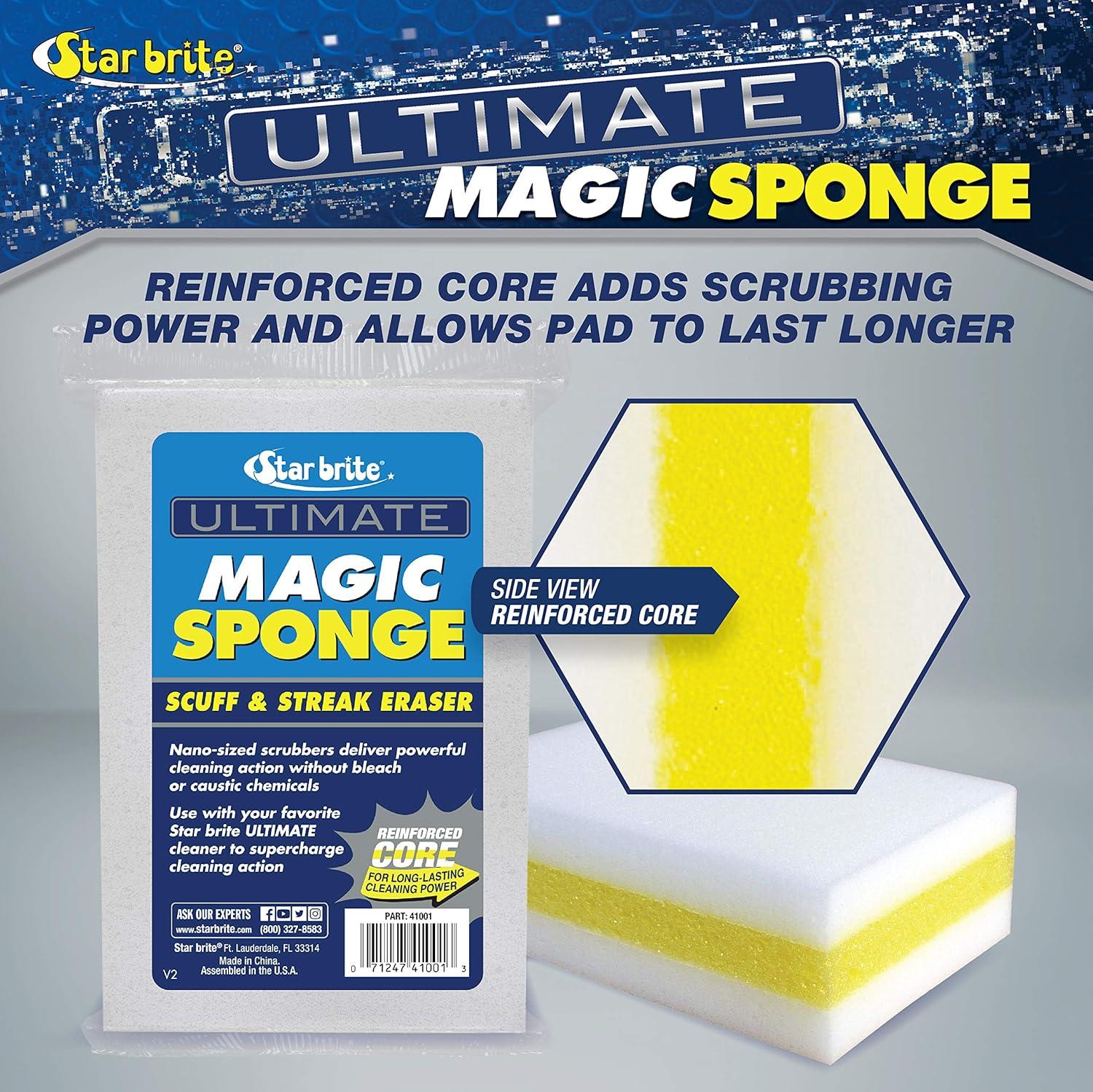 image:imageSTAR BRITE Ultimate Magic Sponge Boat Scuff Eraser Melamine Scrubber with Reinforced Core 2 Pack 041000XL Magic Sponge Eraser 8 Pk